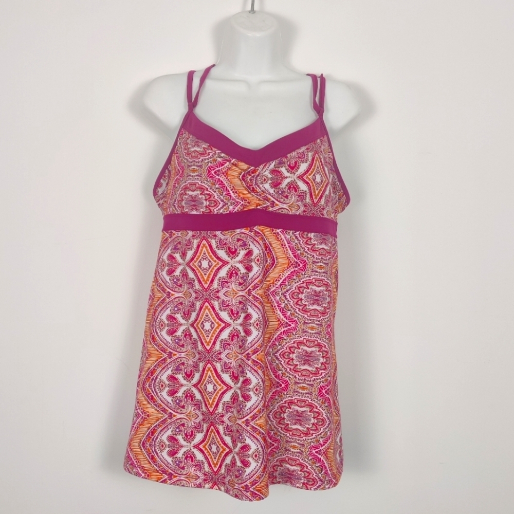 Prana Women's Yoga Bra Tank Large Kaley Tunic Paisley Top Athletic Activewear